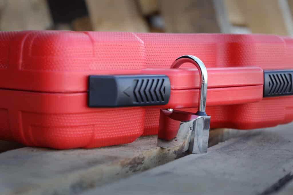 Weigh Safe padlock on toolbox