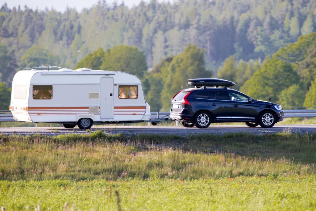 Travel trailer pulled by a car